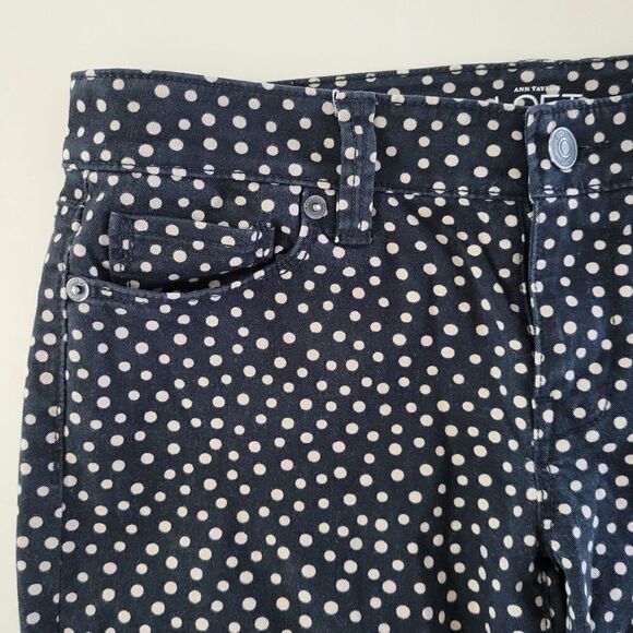 LOFT Ann Taylor Modern Straight Fit Black Polka Dot Jeans - Picture 10 of 14